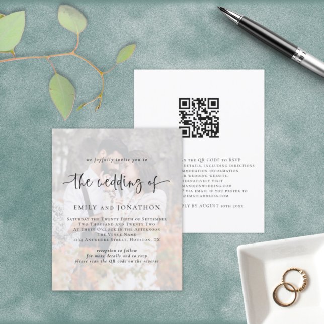 Budget Photo Background QR Code Wedding Invitation (Creator Uploaded)