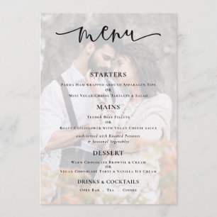 Budget Photo Background Script Wedding Menu Card
