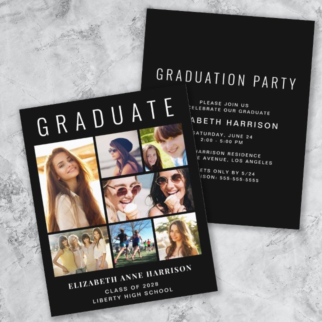 Budget Photo Black Graduation Party Invitation (Creator Uploaded)