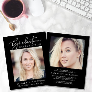Budget Photo Black Graduation Party Invitation