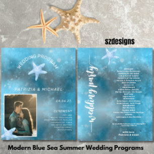 Budget Photo Blue Sea Summer Wedding Program