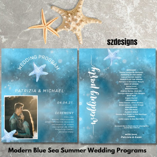 Budget Photo Blue Sea Summer Wedding  Program (Creator Uploaded)