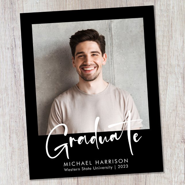 Budget Photo Bold Script Graduation Announcement (Creator Uploaded)