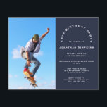 Budget Photo Boy 16th Birthday Party Navy Invite<br><div class="desc">A value for money BUDGET alternative on a smaller size 4.5 x 5.6” semi-gloss 110lbs weight, which is of similar thickness to a postcard (however is not suitable to use as a postcard.). PLEASE NOTE there is ONE invite per sheet. Budget Photo Boy 16th Birthday Party Navy Invitation. A fully...</div>