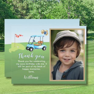 BUDGET Photo Boy Golf Any Year Birthday Thank You  Card