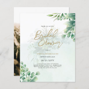Budget Photo Bridal Shower Invitation Rustic Leaf