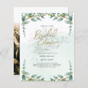 Budget Photo Bridal Shower Invitation Rustic Leaf
