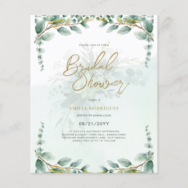 Budget Photo Bridal Shower Invitation Rustic Leaf Flyer (Front)