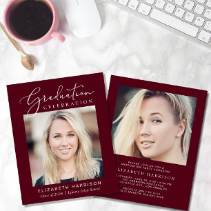 Budget Photo Burgundy Graduation Party Invitation
