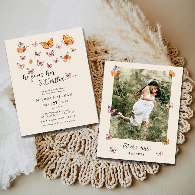 Budget Photo Butterflies Bridal Shower Invitation Flyer (Creator Uploaded)