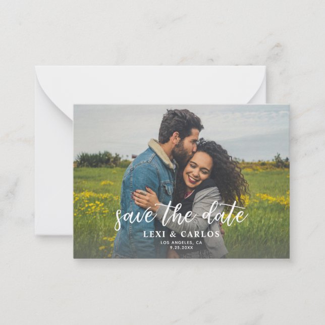 Budget Photo & Calligraphy 2A Lighter H Save Date Card (Front)