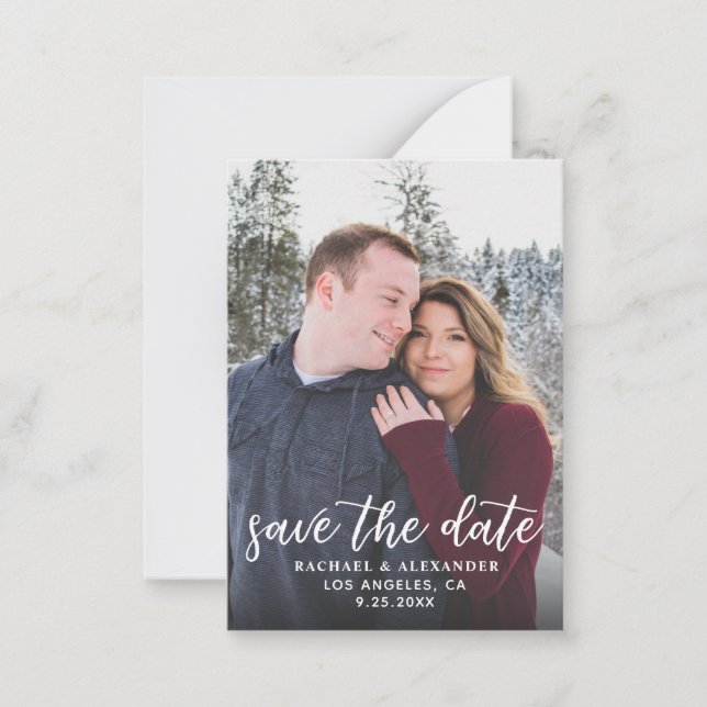 Budget Photo & Calligraphy 2B Darker V Save Date Card (Front)