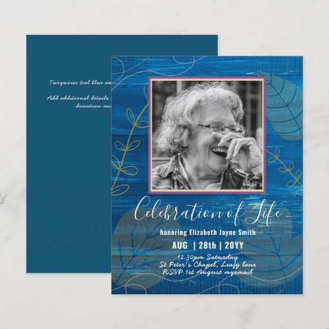BUDGET PHOTO Celebration of Life INVITATIONS (Front/Back)