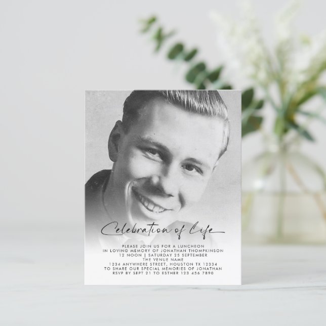 Budget Photo Celebration of Life Luncheon Invite (Standing Front)