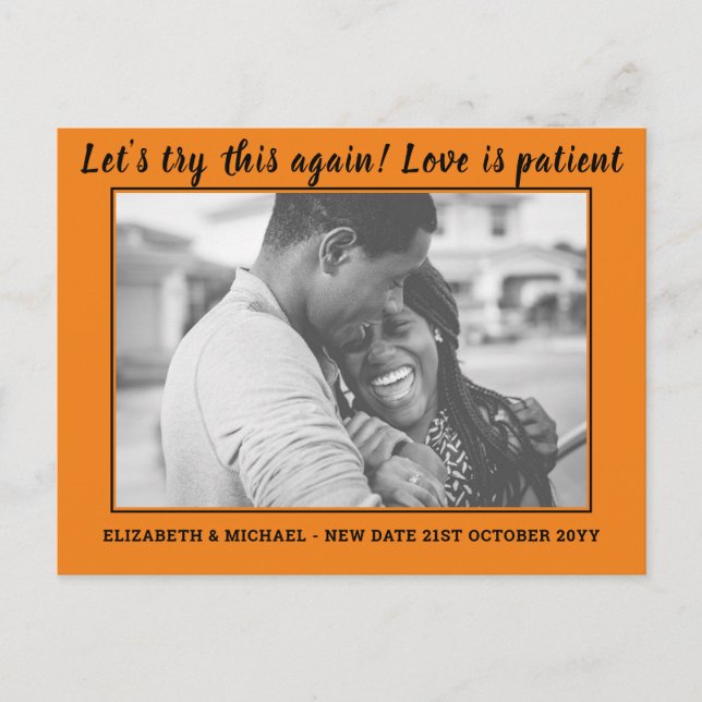 BUDGET Photo Change of Plans Save the Date Wedding Postcard (Front)