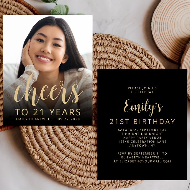 Budget Photo Cheers 21st Birthday Party Invite (Creator Uploaded)