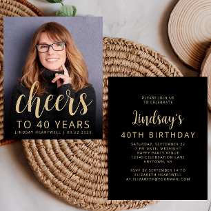 Budget Photo Cheers 40th Birthday Party Invite