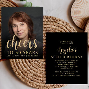 Budget Photo Cheers 50th Birthday Party Invite