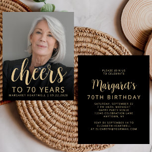 Budget Photo Cheers 70th Birthday Party Invite