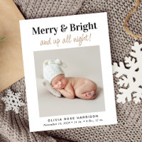 Budget Photo Christmas Holiday Birth Announcement