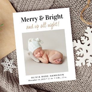 Budget Photo Christmas Holiday Birth Announcement