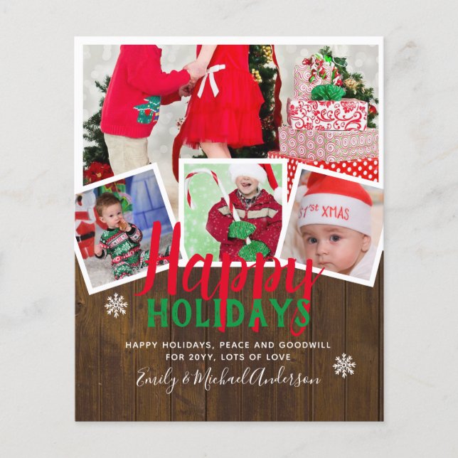 BUDGET Photo Christmas Holidays Cards - Collage (Front)
