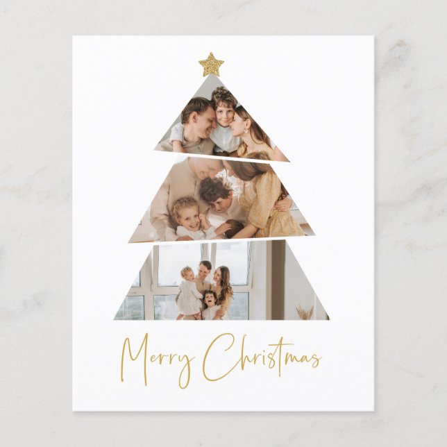 Budget Photo Christmas Tree Greetings Card (Front)