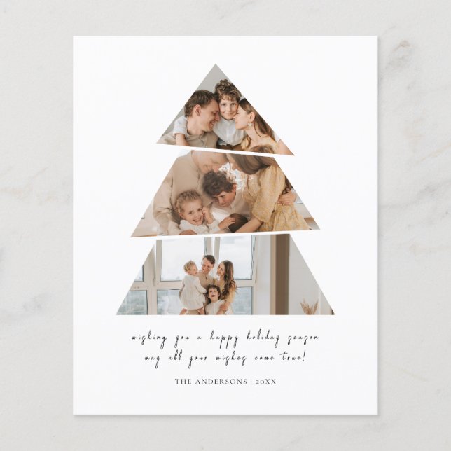 Budget Photo Christmas Tree Greetings Card (Front)