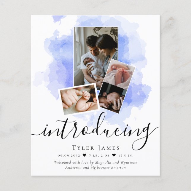 BUDGET Photo Collage Birth Announcement (Front)