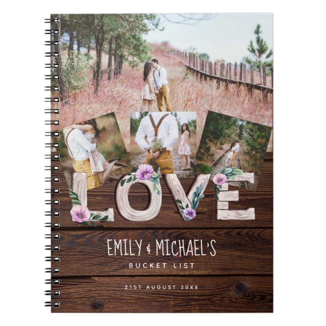 BUDGET Photo Collage Bucket List Couples Keepsake Notebook (Front)