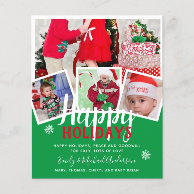 Budget Photo Collage Christmas Cards Annual Letter (Front)