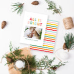 budget photo collage christmas colourful bright  card<br><div class="desc">budget Photo collage christmas rainbow colourful stripe all is bright fun family holiday collection.</div>