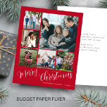Budget photo collage Christmas Holiday Card<br><div class="desc">Elegant stylish Merry Christmas handwritten calligraphy script six family multi photo simple trendy crimson red holiday card with your custom personalized text on both sides. PLEASE NOTE that the background and script colors are editable. You can change it after selecting CUSTOMIZE option down below the PERSONALIZE IT menu. If you...</div>