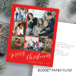 Budget photo collage Christmas Holiday Card<br><div class="desc">Elegant stylish Merry Christmas handwritten calligraphy script six family multi photo simple trendy coral red holiday card with your custom personalized text on both sides. PLEASE NOTE that the background and script colors are editable. You can change it after selecting CUSTOMIZE option down below the PERSONALIZE IT menu. If you...</div>