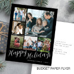 Budget photo collage Christmas Holiday Card<br><div class="desc">Elegant stylish Merry Christmas handwritten calligraphy script six family multi photo simple trendy black and white holiday card with your custom personalized text on both sides. PLEASE NOTE that the background and script colors are editable. You can change it after selecting CUSTOMIZE option down below the PERSONALIZE IT menu. If...</div>