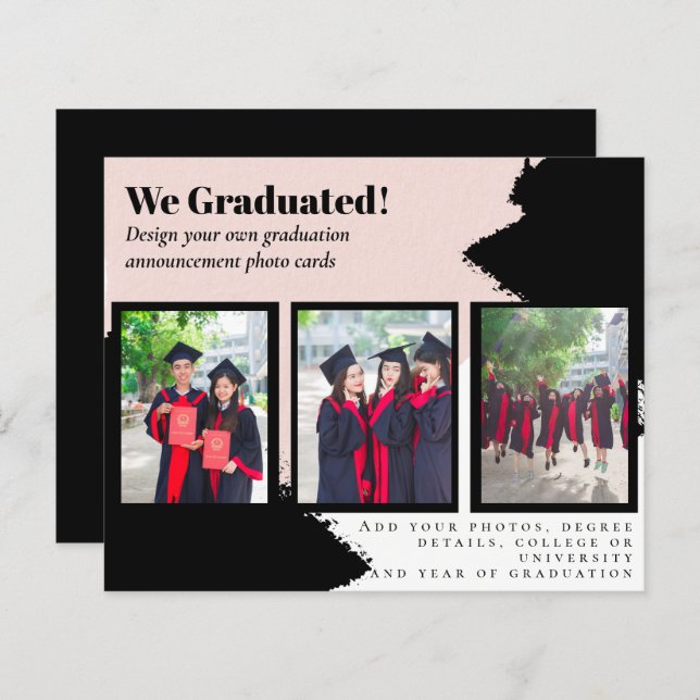 BUDGET Photo Collage GRADUATION Announcement Cards (Front/Back)