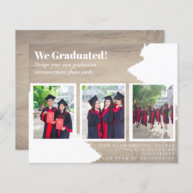 BUDGET Photo Collage GRADUATION Announcement Cards (Front/Back)