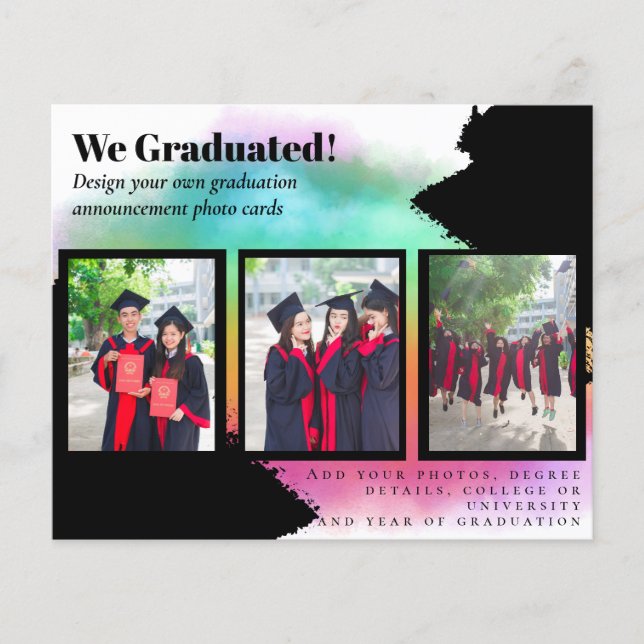 BUDGET Photo Collage GRADUATION Announcement Cards (Front)