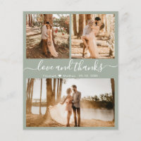 Budget Photo Collage Green Wedding Thank You Flyer