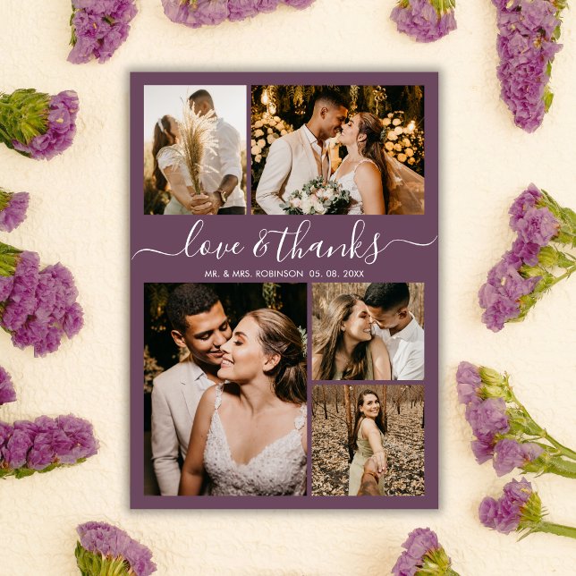 Budget Photo Collage Mauve Wedding Thank You Flyer (Creator Uploaded)