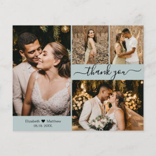Budget Photo Collage Mint Wedding Thank You Script Flyer