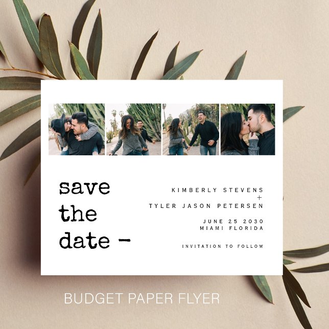 Budget photo collage modern wedding save the date flyer (Creator Uploaded)