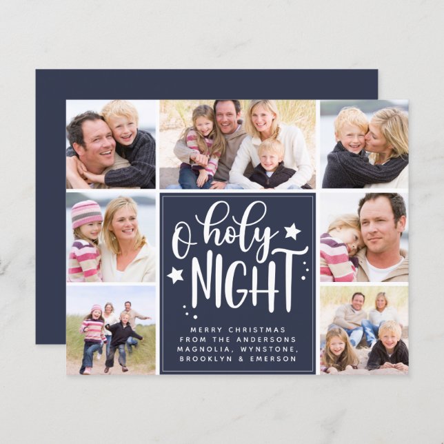 Budget Photo Collage O Holy Night Christmas Card (Front/Back)