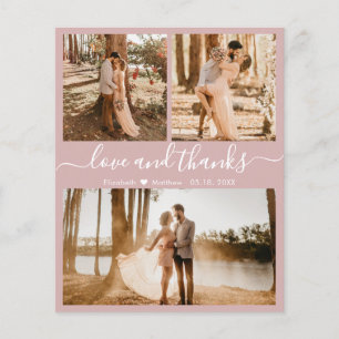 Budget Photo Collage Pink Wedding Thank You Flyer