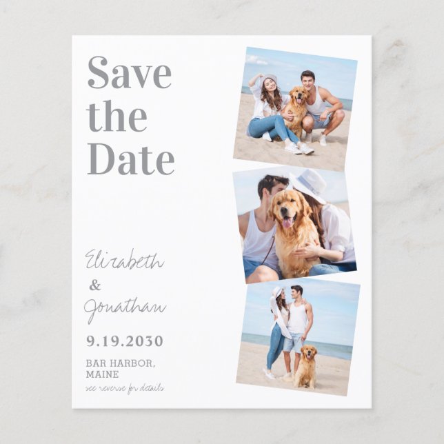 Budget Photo Collage QR Code Wedding Save The Date (Front)
