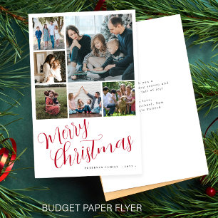 Budget photo collage red Merry Christmas Holiday Flyer