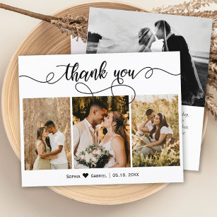 Budget Photo Collage Script Wedding Thank You Card