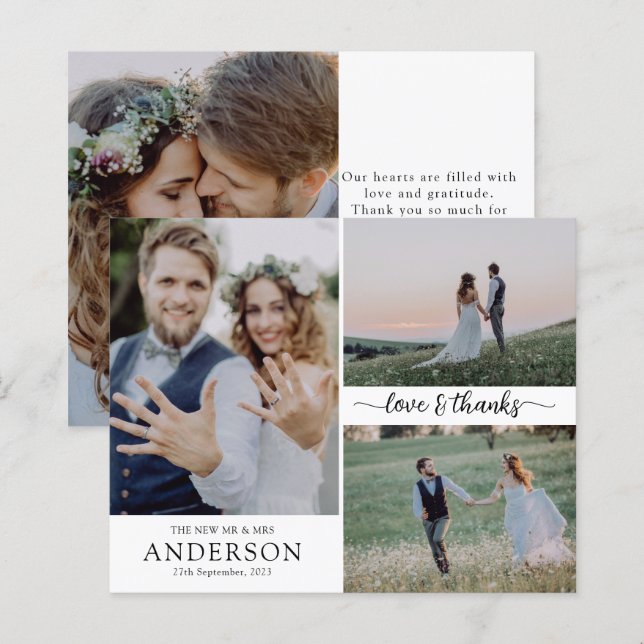 BUDGET Photo Collage Wedding Thank You Card (Front/Back)