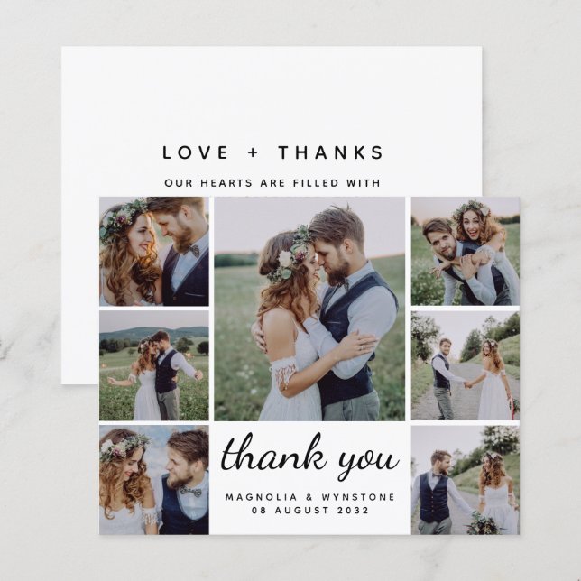 Budget Photo Collage Wedding Thank You Card (Front/Back)