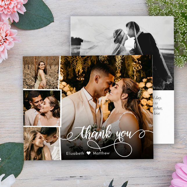 Budget Photo Collage Wedding Thank You Card (Creator Uploaded)